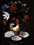 Juan de Espinosa Still-Life with Shell Fountain and Flowers oil painting on canvas
